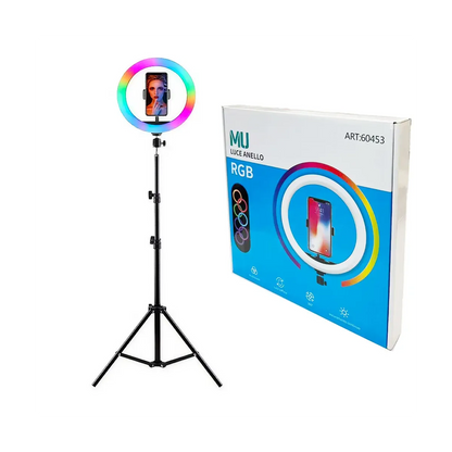Ring Light RGB da 12 pollici con 15 modalità di illuminazione | rotazione a 360° – Luce Professionale per Video & Selfie - MU-60453