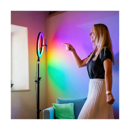 Ring Light RGB da 12 pollici con 15 modalità di illuminazione | rotazione a 360° – Luce Professionale per Video & Selfie - MU-60453