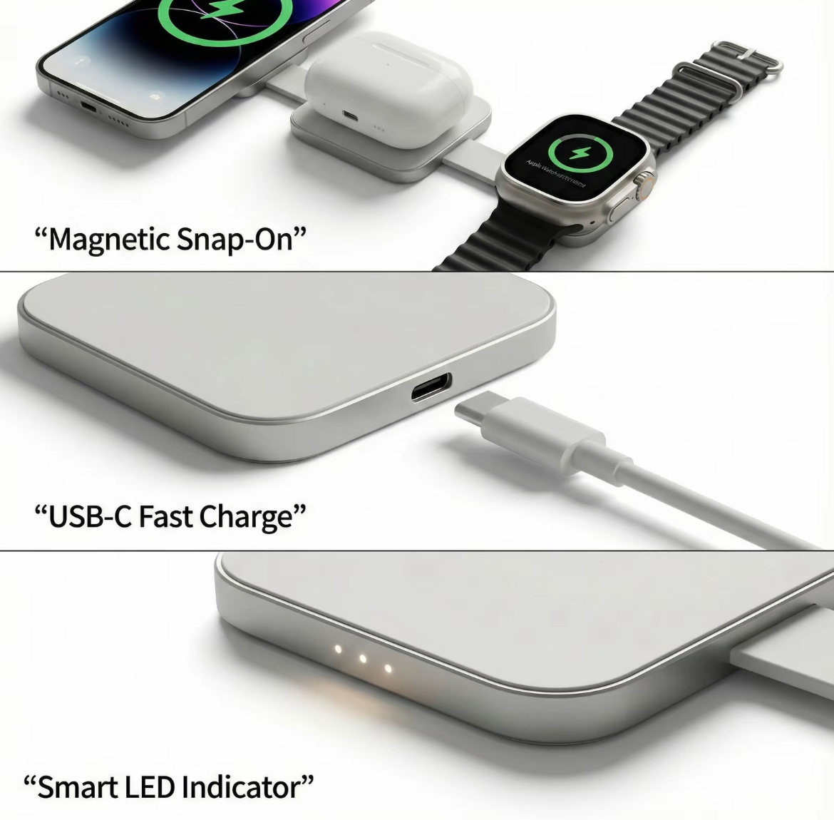 Caricatore Wireless Magnetico 3-in-1 WESDAR | Ricarica Rapida 15W - WX688