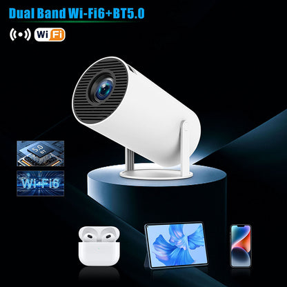 HY300PRO New | Mini proiettore portatile 4K | Android integrato | Proiezione wireless | Home cinema compatto