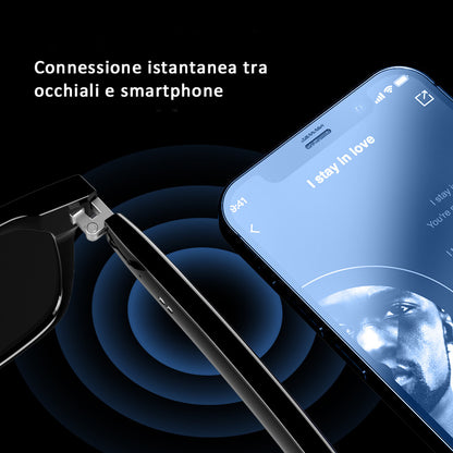 Occhiali Intelligenti Bluetooth E13 – Best Seller per il Mercato Internazionale | Lenti Anti-Luce Blu | Musica, Chiamate, Sport, Navigazione e Comandi Vocali - OB01