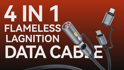 Cavo 4-in-1 Ricarica Veloce e Trasferimento Dati | Tipo-C, Lightning, Accendisigari | con Torcia, Nylon Intrecciato 60W  – 60W Nylon Intrecciato - X307/X308