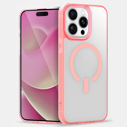 Cover per iPhone trasparente opaca con bordi colorati, compatibile con MagSafe - 7016