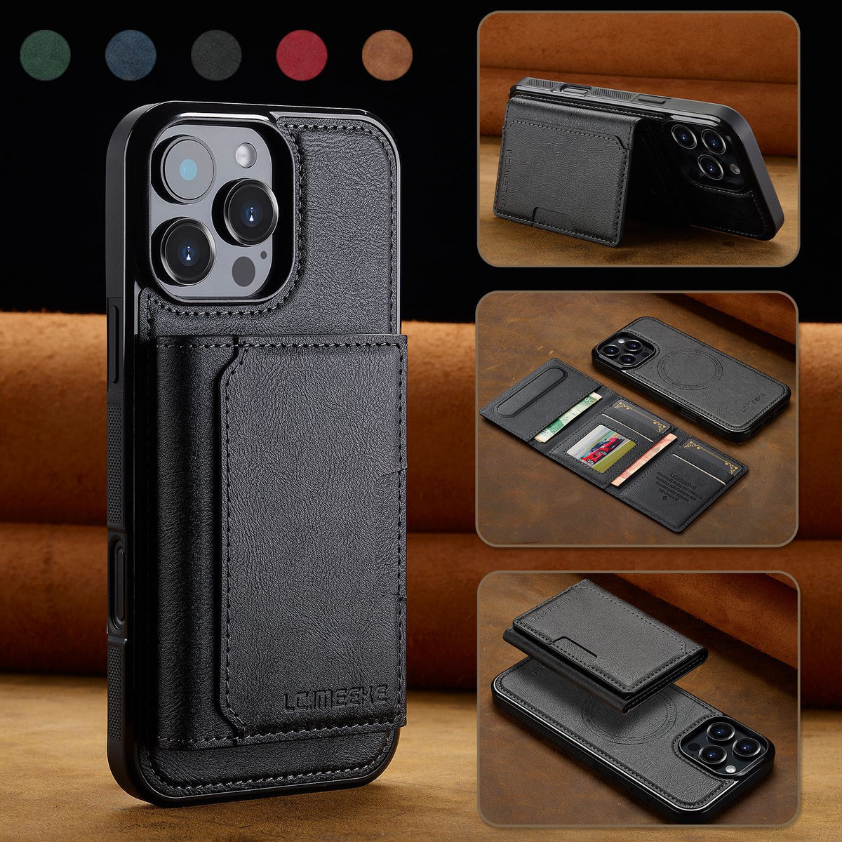 Cover Magnetica con Portafoglio Rimovibile 2 in 1 – Supporto Regolabile e Porta Carte CS15