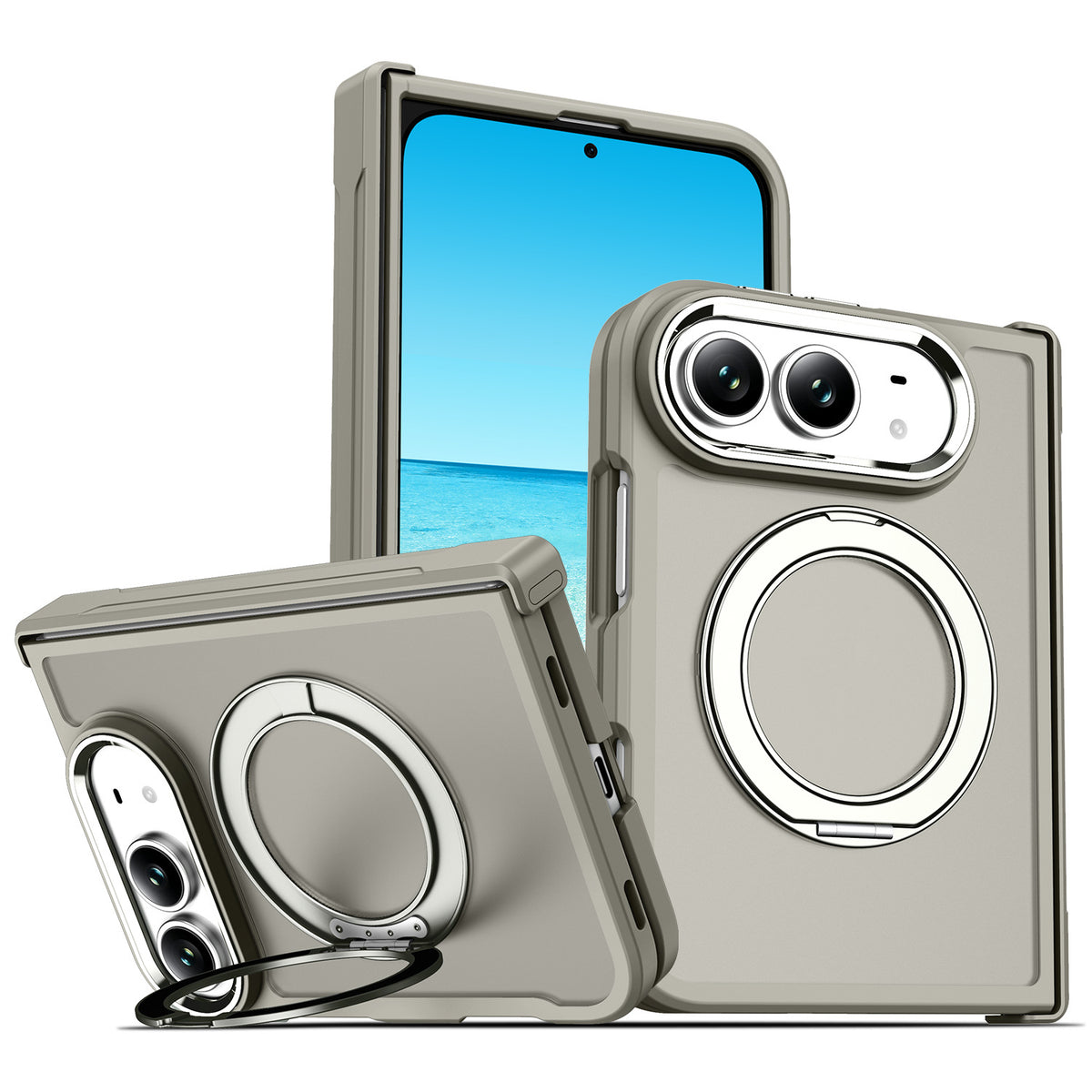 Cover Magnetica Antiurto con Supporto ad Anello 360° per iPhone – Ricarica Wireless e Protezione Fotocamera - DUO02