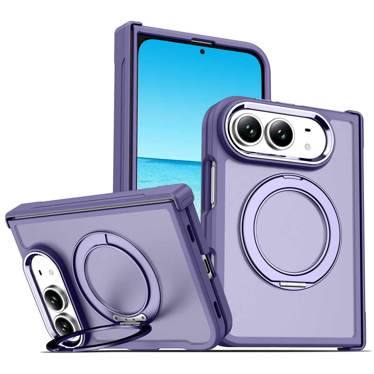 Cover Magnetica Antiurto con Supporto ad Anello 360° per iPhone – Ricarica Wireless e Protezione Fotocamera - DUO02