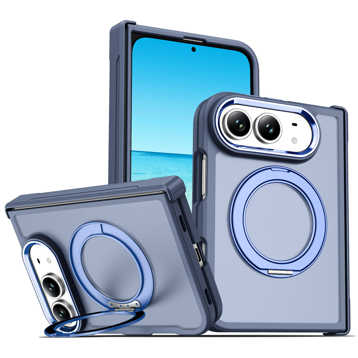 Cover Magnetica Antiurto con Supporto ad Anello 360° per iPhone – Ricarica Wireless e Protezione Fotocamera - DUO02
