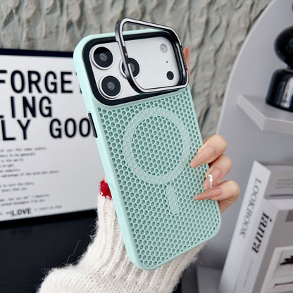 Cover Magnetica Antiurto con Design a Nido d’Ape, Supporto Stand e Dissipazione del Calore per iPhone-CS11