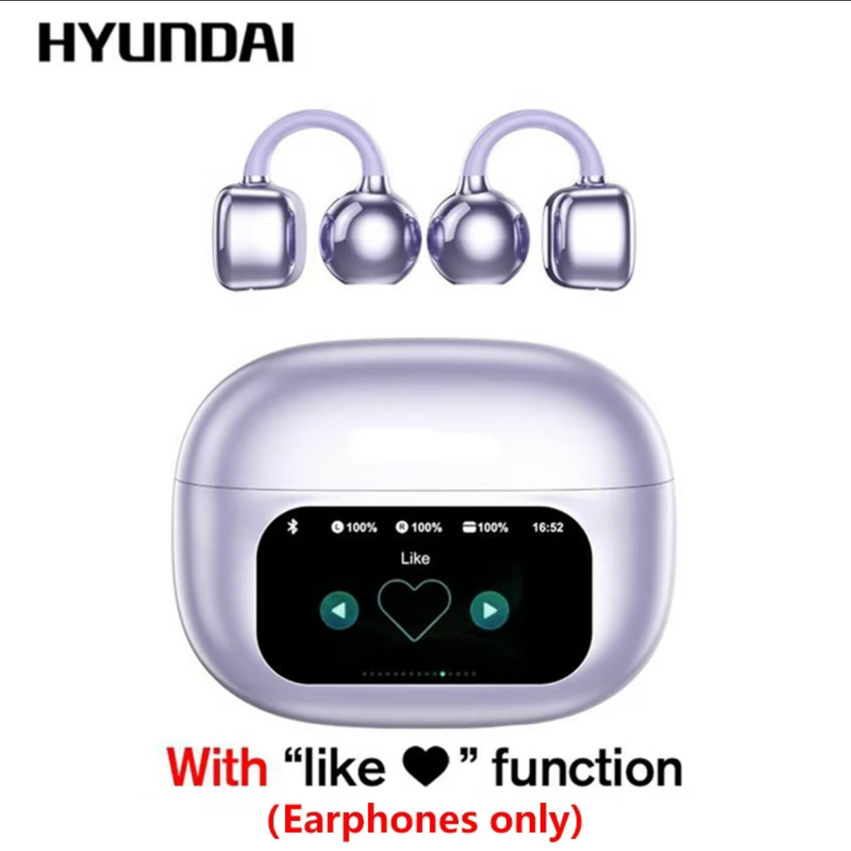 Auricolari HYUNDAI HY-C02 con Traduzione AI | Clip ad Orecchio, Schermo a Colori & Tecnologia a Conduzione Ossea G08