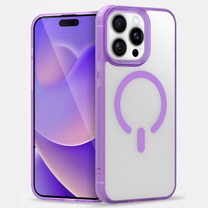 Cover per iPhone trasparente opaca con bordi colorati, compatibile con MagSafe - 7016